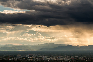 colorful dramatic sky with cloud at sunset