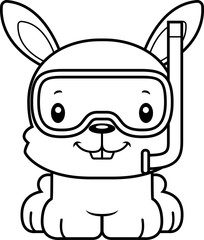 Cartoon Smiling Snorkeler Bunny