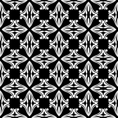 Seamless vintage wallpaper. Black and white pattern. Ornamental decorative background. Vector template can be used for design of wallpaper, fabric, oilcloth, textile, wrapping paper and other design