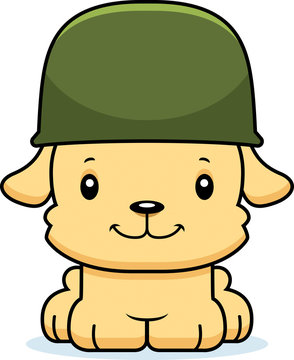 Cartoon Smiling Soldier Puppy
