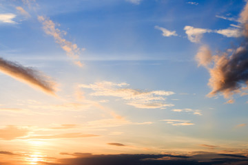 colorful dramatic sky with cloud at sunset