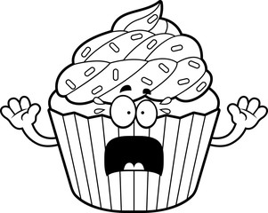 Scared Cartoon Cupcake