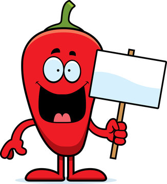 Cartoon Chili Pepper Sign