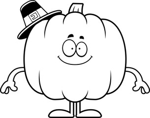 Happy Cartoon Pumpkin Pilgrim