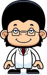 Fototapeta premium Cartoon Smiling Scientist Chimpanzee