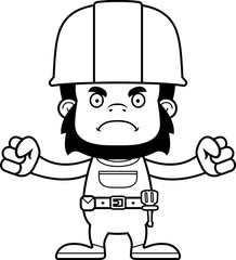 Cartoon Angry Construction Worker Gorilla