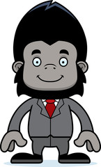 Cartoon Smiling Businessperson Gorilla