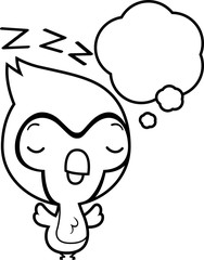 Cartoon Baby Blue Jay Dreaming