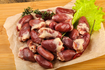 Raw chicken hearts