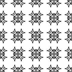 Seamless vintage wallpaper. Black and white pattern. Ornamental decorative background. Vector template can be used for design of wallpaper, fabric, oilcloth, textile, wrapping paper and other design
