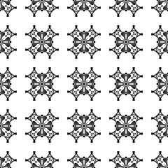 Seamless vintage wallpaper. Black and white pattern. Ornamental decorative background. Vector template can be used for design of wallpaper, fabric, oilcloth, textile, wrapping paper and other design