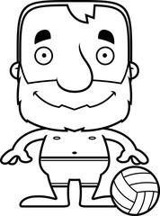 Cartoon Smiling Beach Volleyball Player Man