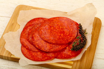 Sliced chorizo