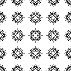 Seamless vintage wallpaper. Black and white pattern. Ornamental decorative background. Vector template can be used for design of wallpaper, fabric, oilcloth, textile, wrapping paper and other design