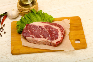 Rib eye raw steak