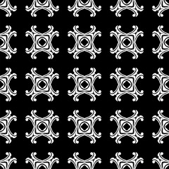 Seamless vintage wallpaper. Black and white pattern. Ornamental decorative background. Vector template can be used for design of wallpaper, fabric, oilcloth, textile, wrapping paper and other design