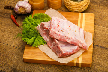Raw pork ribs