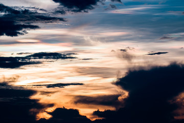 colorful dramatic sky with cloud at sunset