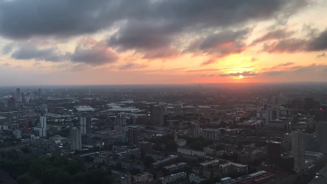 Time Lapse of beatiful sunrise over East London.