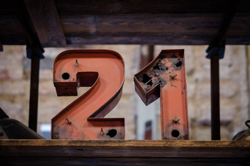 21 - old neon light numbers - vintage typography