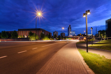 Centrum of Katowice in the evening time. © velishchuk
