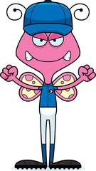 Cartoon Angry Baseball Player Butterfly
