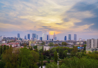 Obraz na płótnie Canvas Warsaw cityscape. Evening photo. Poland.