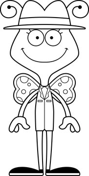 Cartoon Smiling Detective Butterfly