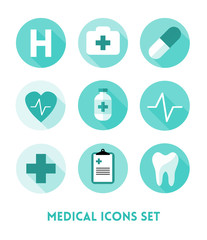 Healthcare and Medical Flat Icons Set