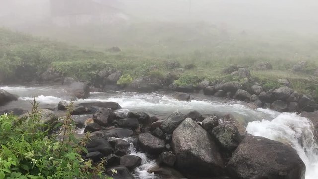 Fast moving river in elevit plateau from rize turkey
