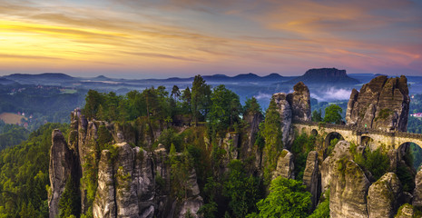 The Bastei bridge, Saxon Switzerland National Park, Germany