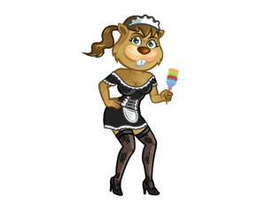Sexy Maid Beaver Cartoon