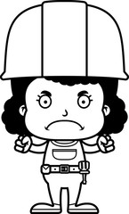 Cartoon Angry Construction Worker Girl