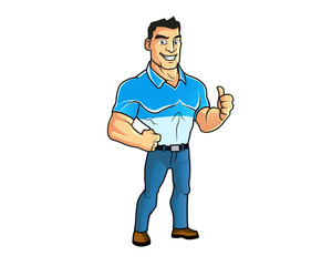 Muscular Guy Showing Thumb Up