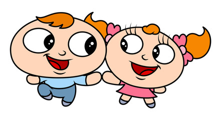 Cute Happy Kids Couple clip-art vector