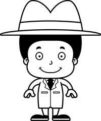 Cartoon Smiling Detective Boy