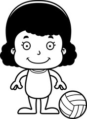 Cartoon Smiling Beach Volleyball Player Girl