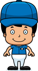 Cartoon Smiling Baseball Player Boy