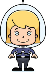 Cartoon Smiling Spaceman Girl