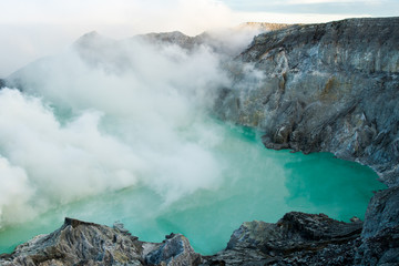 Kawah Ijen volcanic lake , Java Island (Indonesia)