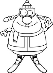 Cartoon Skier Waving
