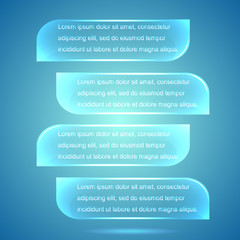 Web elements. Four horizontal glass plates for info graphic on blue background. Vector illustration