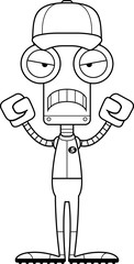 Cartoon Angry Baseball Player Robot