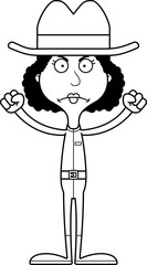 Cartoon Angry Cowboy Woman