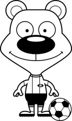 Cartoon Smiling Soccer Player Bear