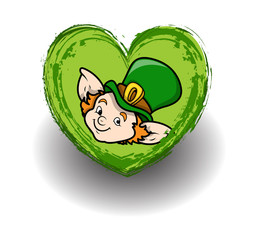 Happy Cute Elf Kid Face - Grunge Heart Frame