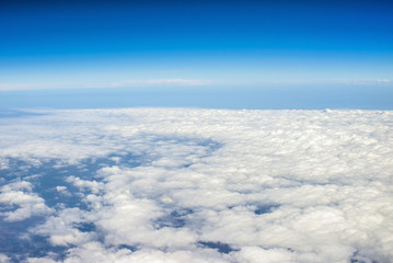 View over clouds from an airplane