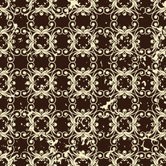 Abstract vintage ornamental pattern with fading and scratches, paint splashes. Vector template can be used for design of wallpaper, fabric, oilcloth, textile, wrapping paper and other design