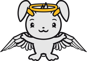 liebe engel himmel heiligenschein flügel gott jesus brav fliegen glauben freundlich begrüßen kaninchen hase klein süß niedlich glücklich