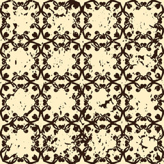 Abstract vintage ornamental pattern with fading and scratches, paint splashes. Vector template can be used for design of wallpaper, fabric, oilcloth, textile, wrapping paper and other design